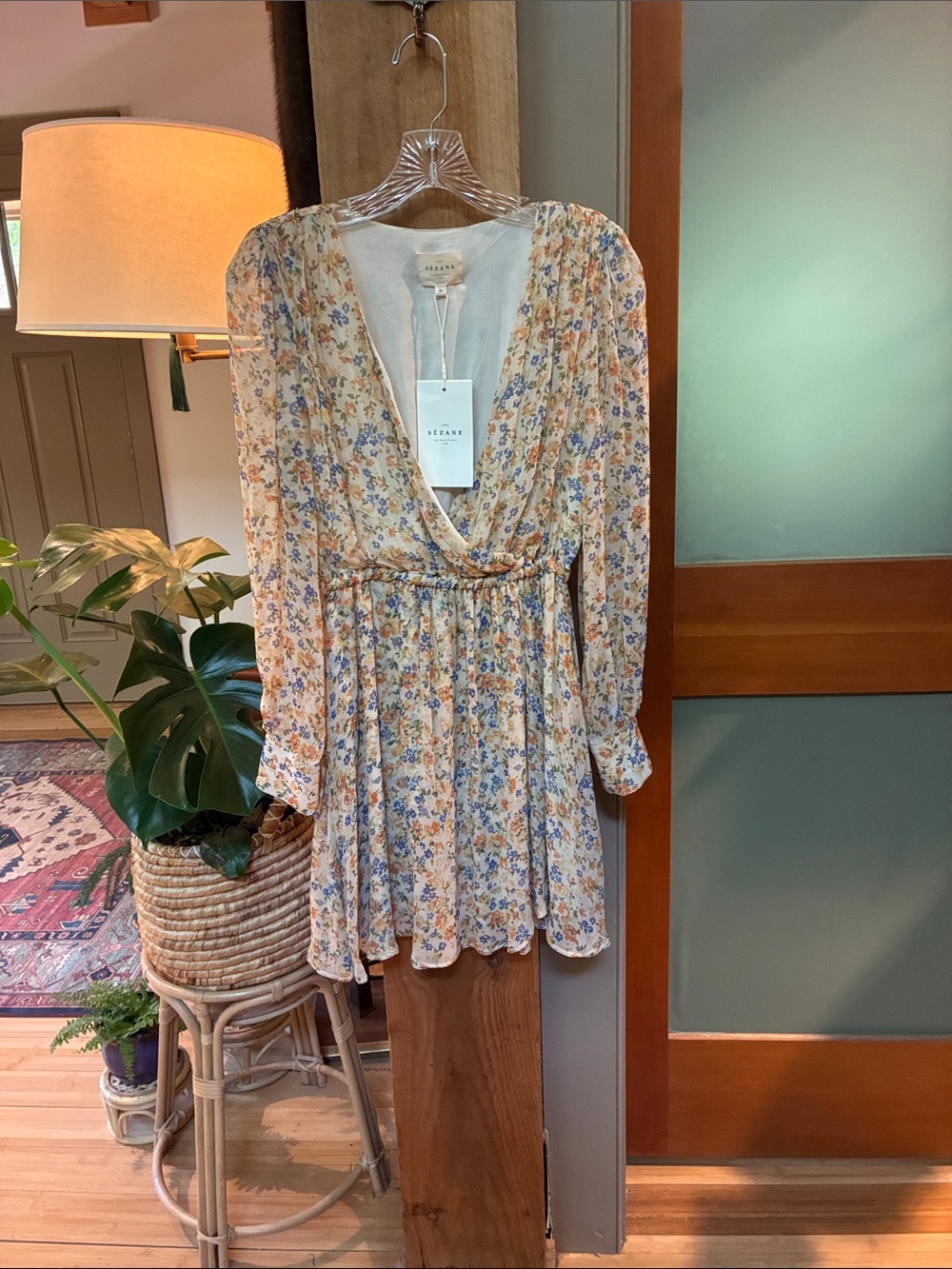 Feminine French Floral Wrap Dress in Yellow Sezane NWT SO SWEET 36 💋